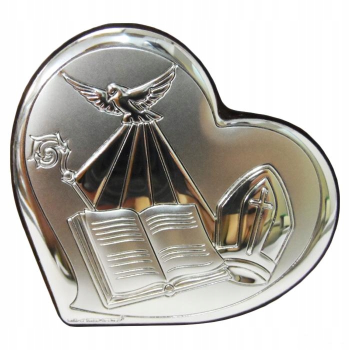 Striebro potvrdzujúci obrázok 7x8,5 cm v srdci - 57415