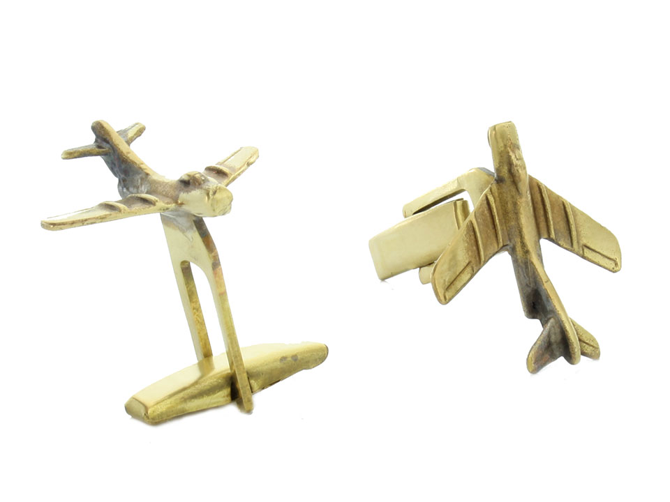 Cool CuffLinks Aircraft Mig Brass