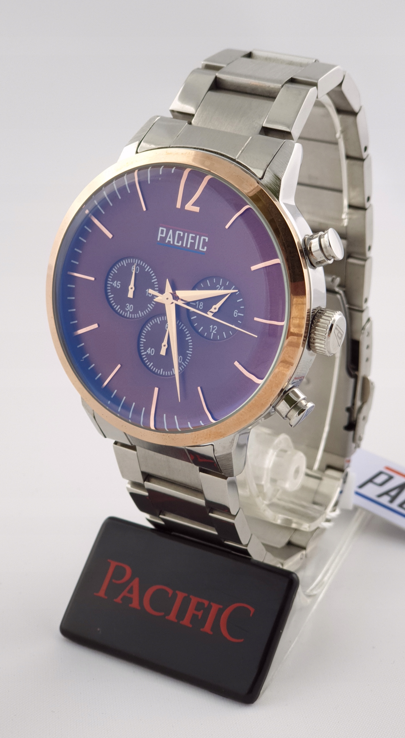 Pánské hodinky - Pacific X0032 - Pánske hnedé hodinky, chronografy