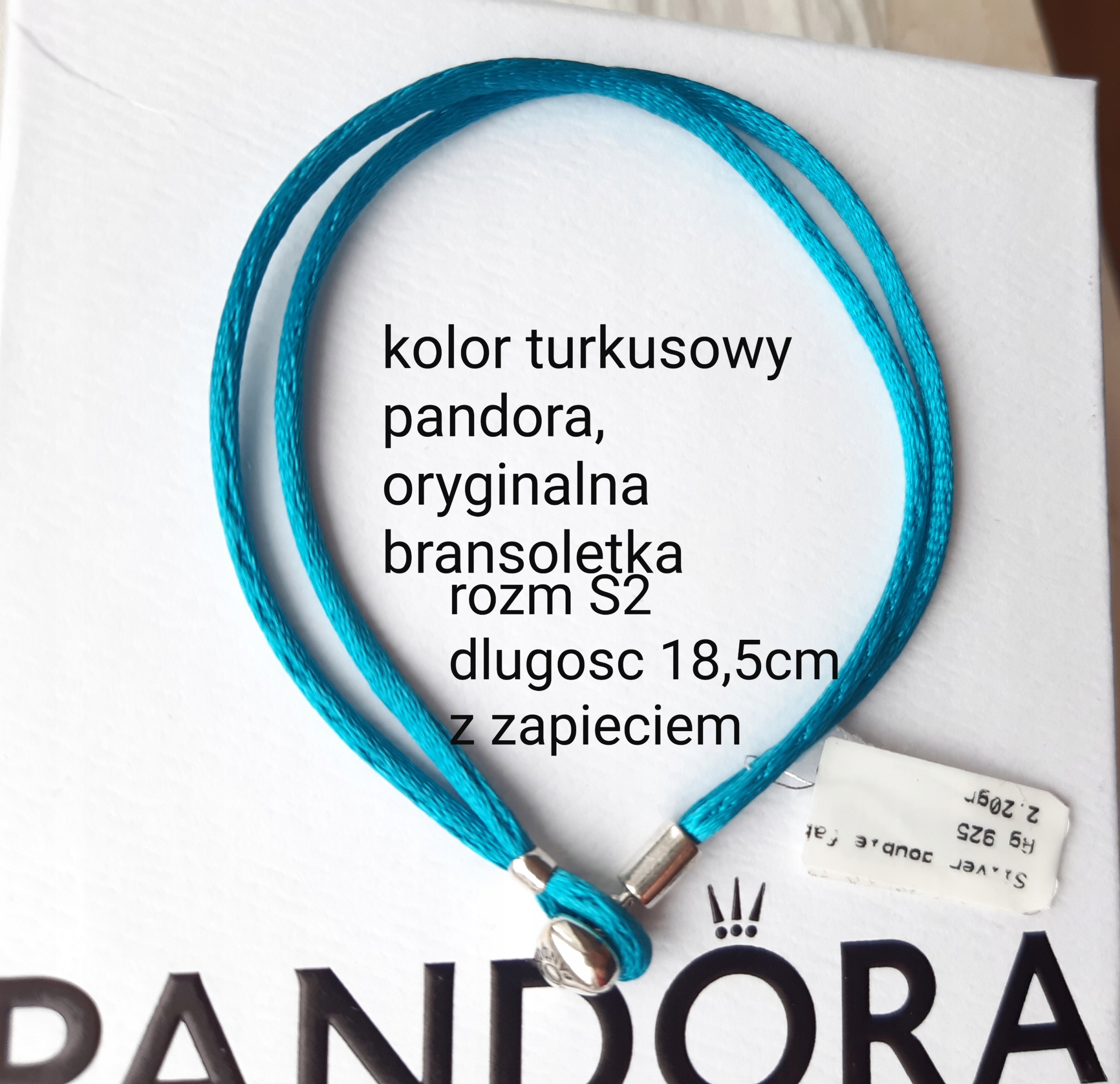 Pandora náramok S2 String Turquoise, Silver 925