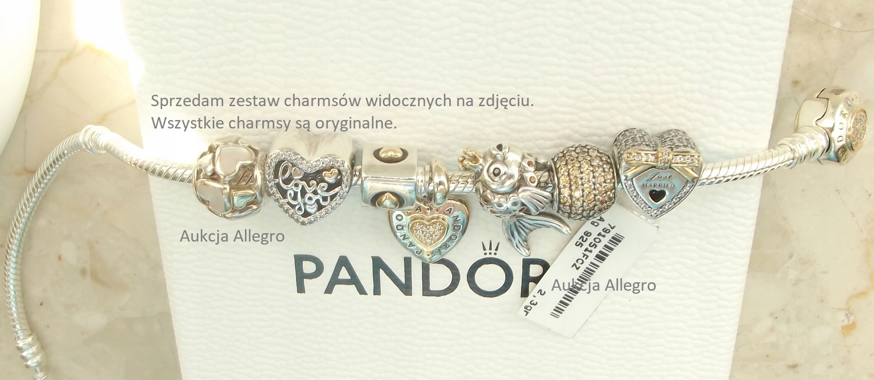 Originál PANDORA, prívesky, striebro 14 zlatých