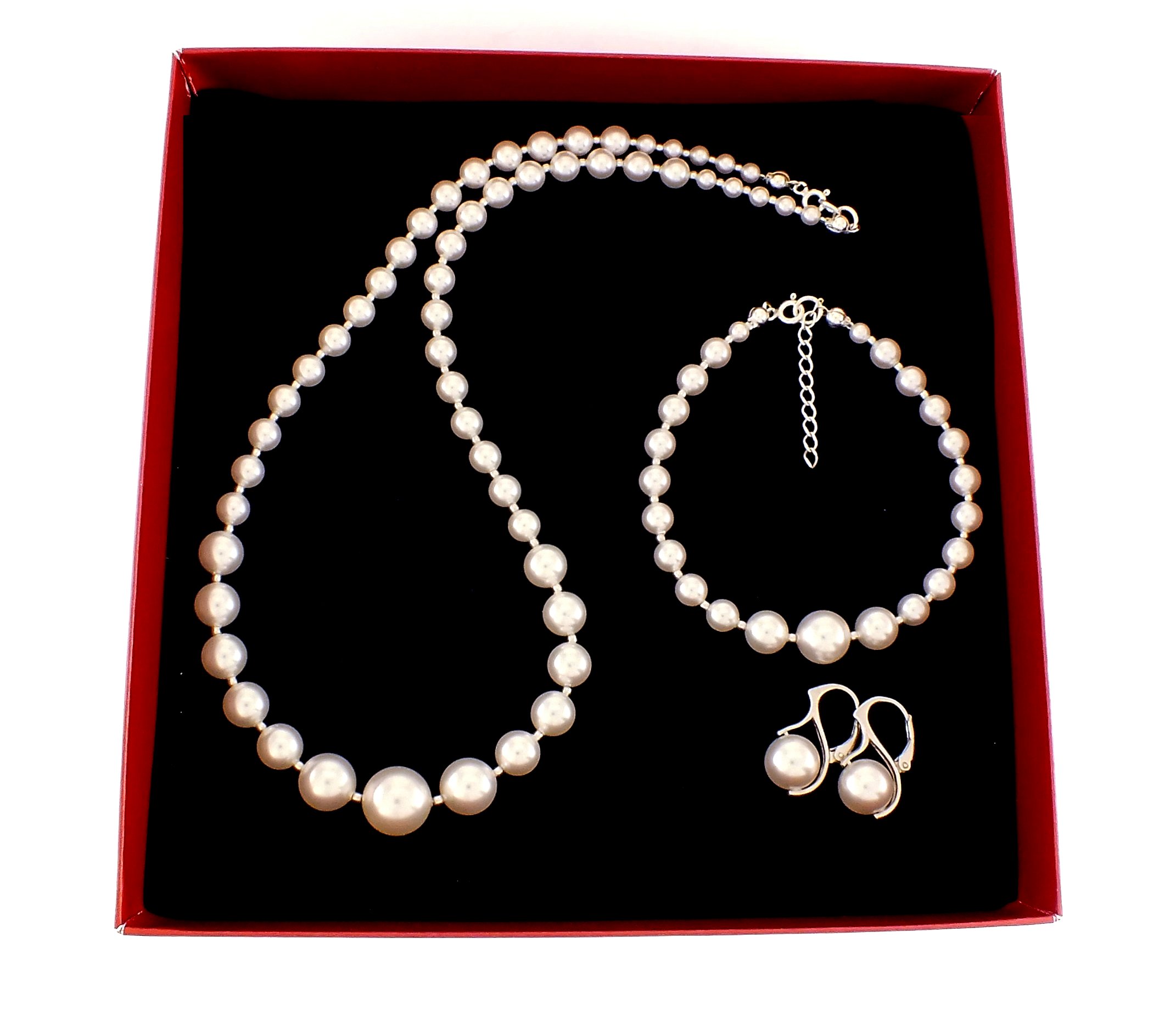 BIELE PERLY CRYSTALS SWAROVSKI STRIEBORNÁ SADA