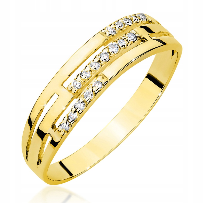Krásny zlatý snubný prsteň. 585 s diamantmi 0,15ct