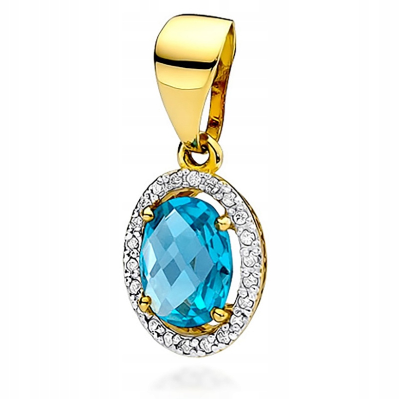 Krásny zlatý prívesok pr. 585 s Topaz 1.70ct