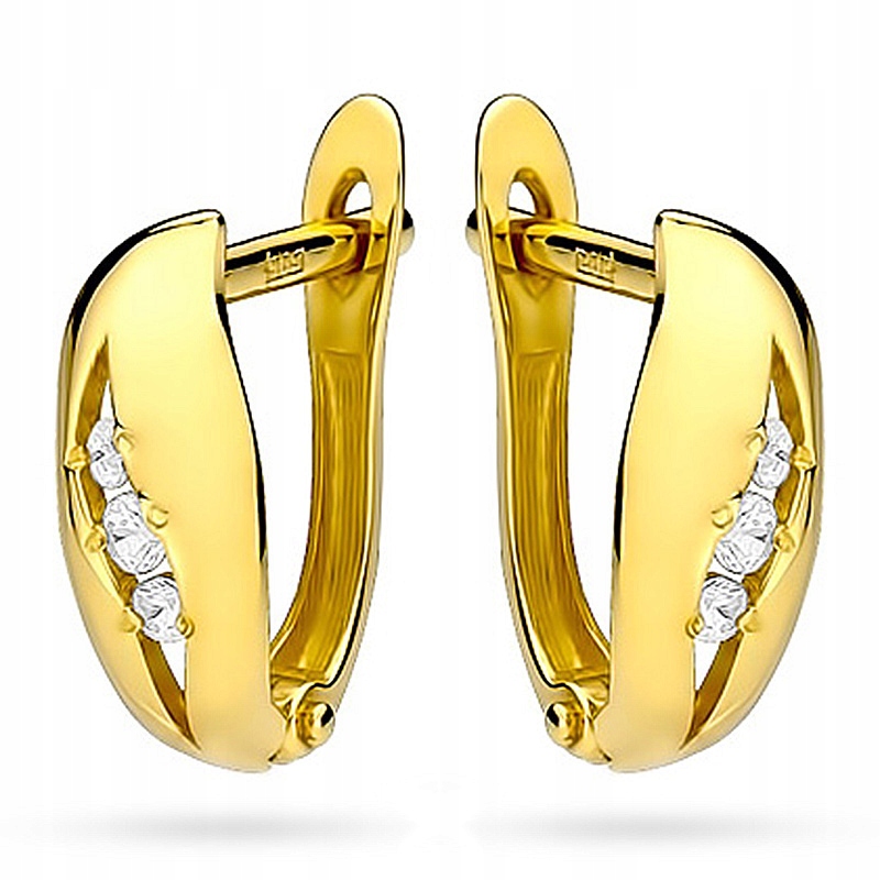 Krásne zlaté náušnice 585 s diamantmi 0,12ct