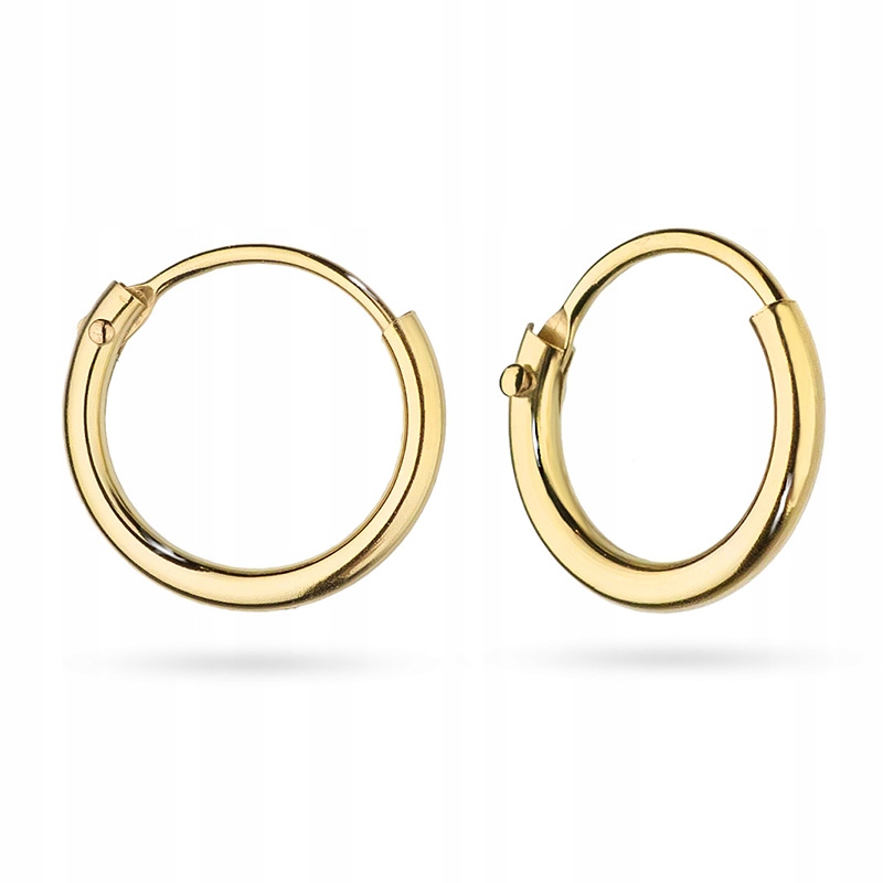 Krásne zlaté náušnice kolesá 11 mm 585 blízko kruhu 14k