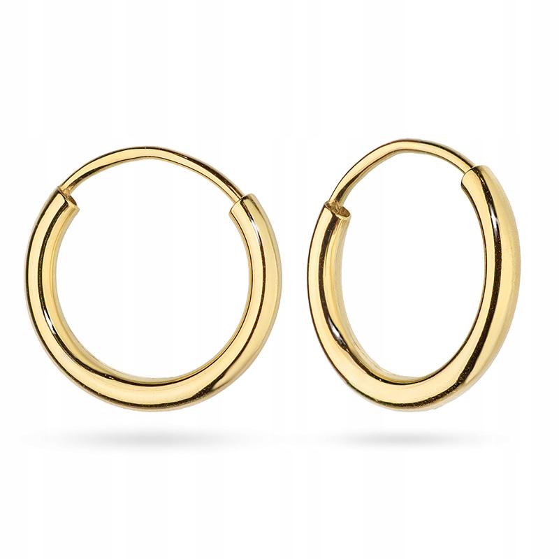 Krásne zlaté náušnice kolesá 13 mm 585 blízko kruhu 14k