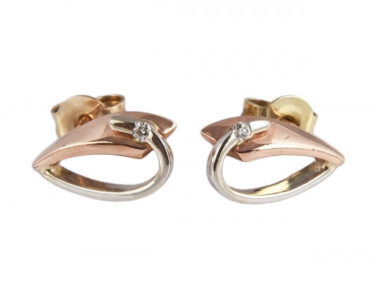 Krásne zlaté náušnice s diamantmi - 0,03 ct