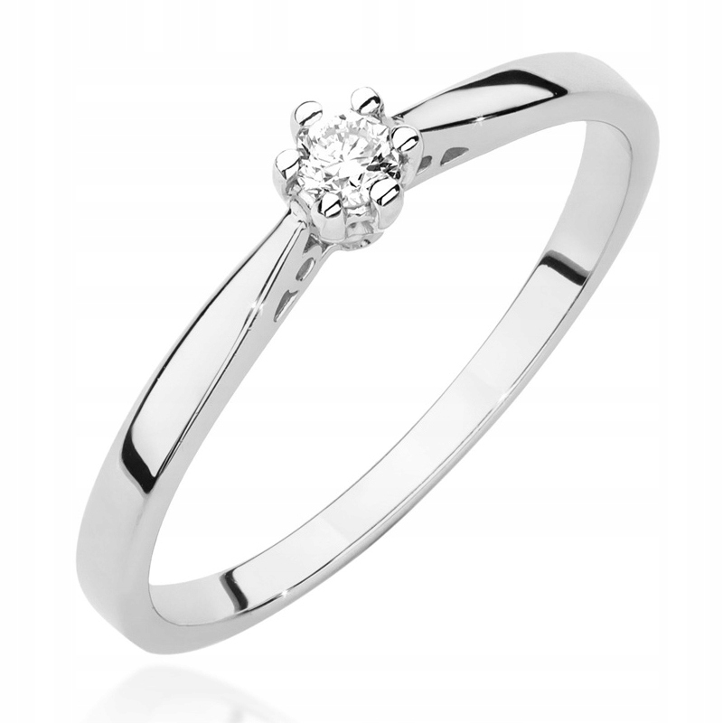 Krásny biely a zlatý prsteň 585 Diamond 0,08Ct