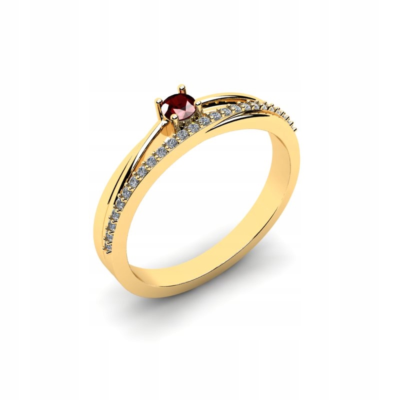 KRÁSNY ZLATÝ PRSTEN S MAROON ZIRCONIA 14KR
