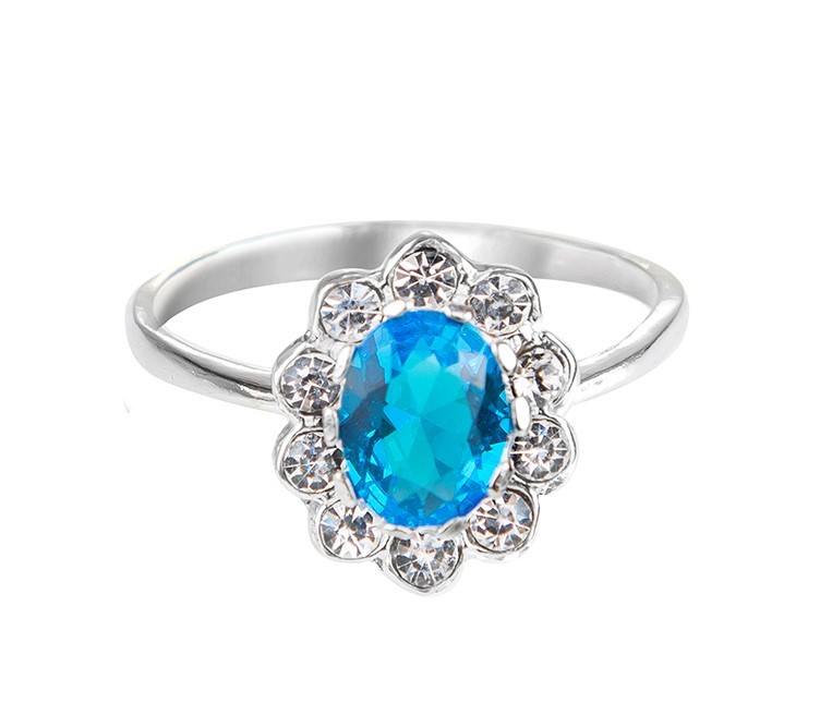 KRÁSNY PRSTEN strieborný 19 AQUAMARINE. STRIEBORNÝ 925