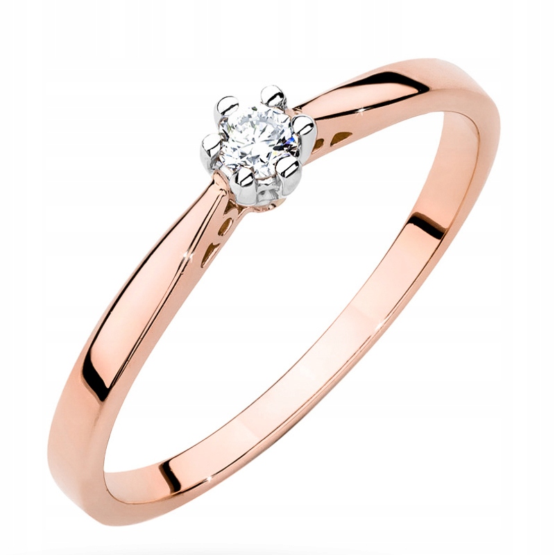 Krásny ružový zlatý prsteň 585 Diamond 0,08Ct