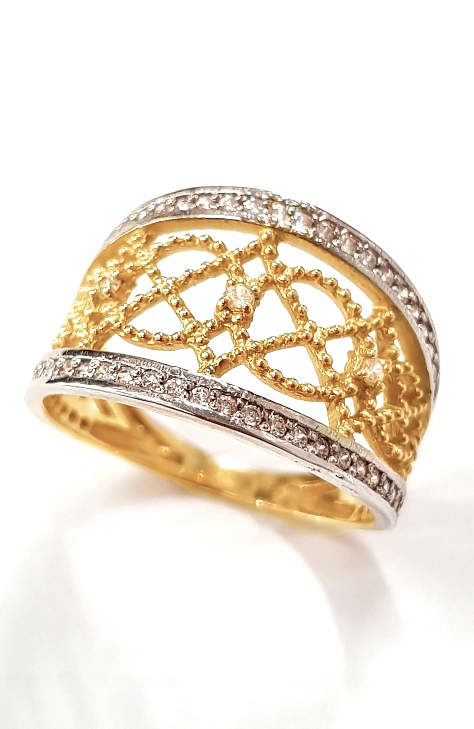 KRÁSNY ZLATÝ PRSTEŇ ZIRCONIA RING BAND 585