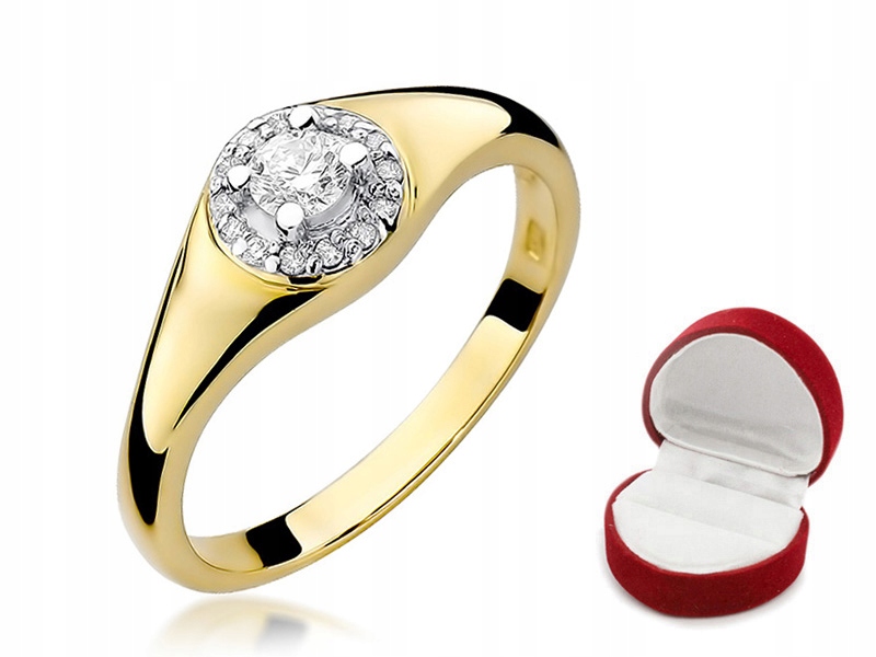 KRÁSNY ZLATÝ PRSTEN S BRILIANTMI 0,17 ct 585