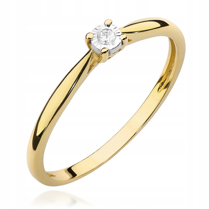 Krásny zlatý prsteň s. 585 s diamantom 0,01ct