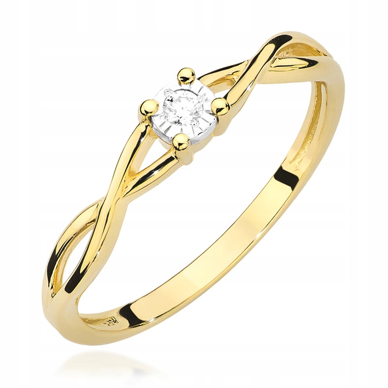Krásny zlatý prsteň P.585 s diamantom 0,03Ct