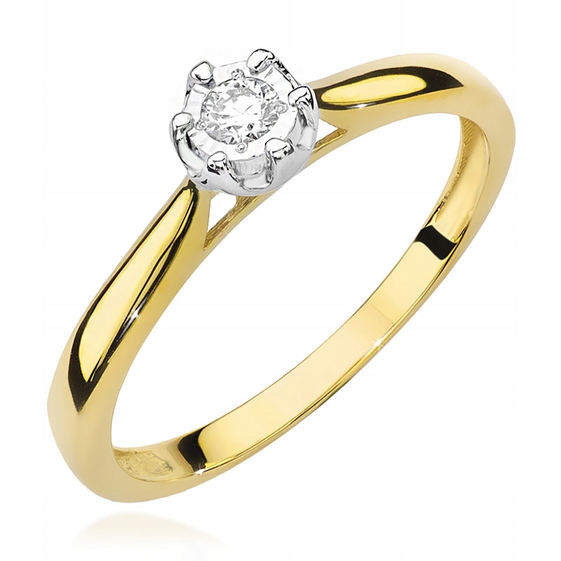 Krásny zlatý prsteň s. 585 s diamantom 0,08Ct