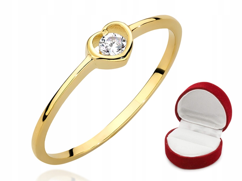 KRÁSNY ZLATÝ PRSTEŇ p333 ZIRCONIA SRDCE s.14