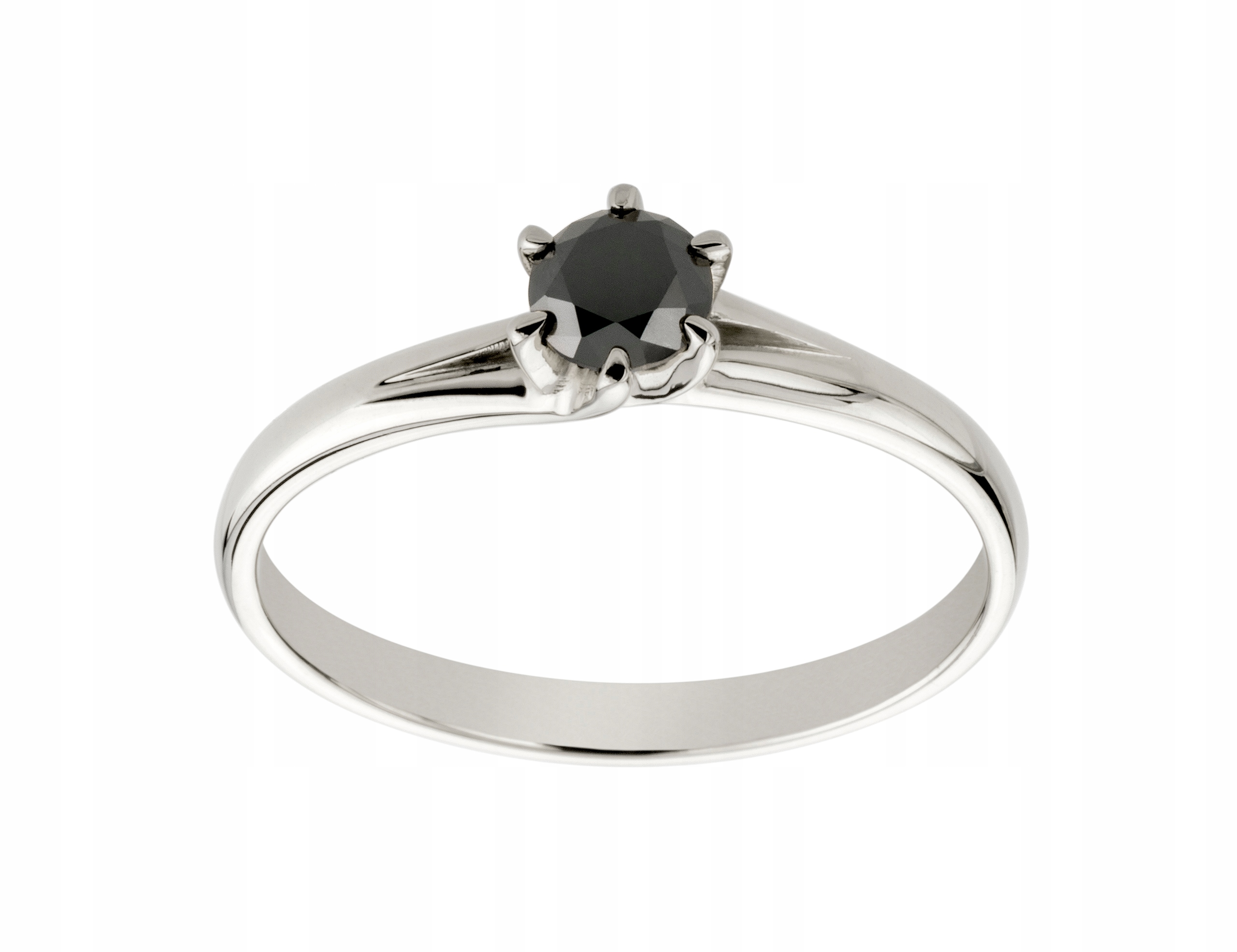 Biely zlatý prsteň 585 Čierny diamant 0,32ct