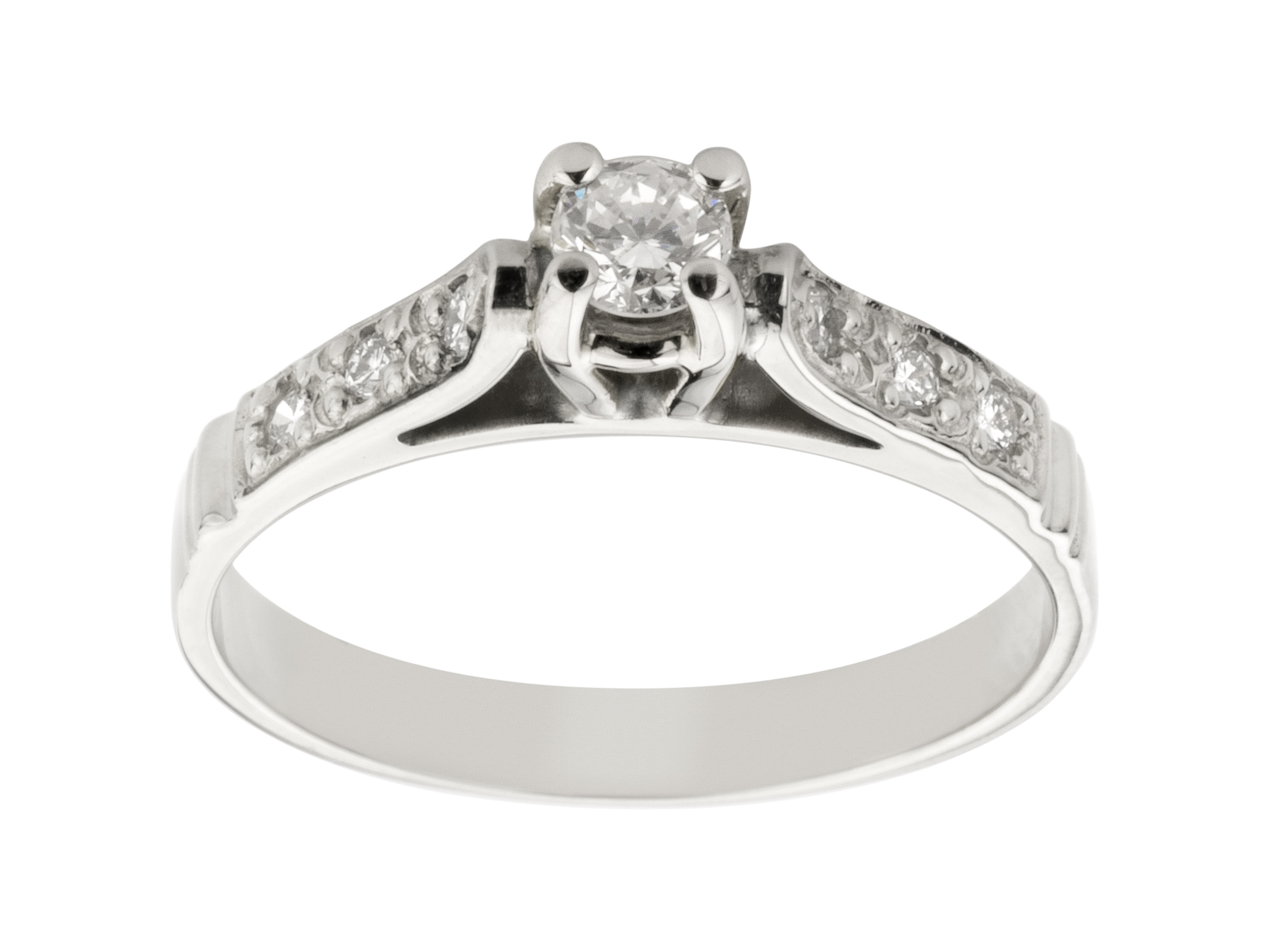 585 BIELY ZLATÝ PRSTEN so 7 BRILIANTMI 0,24ct