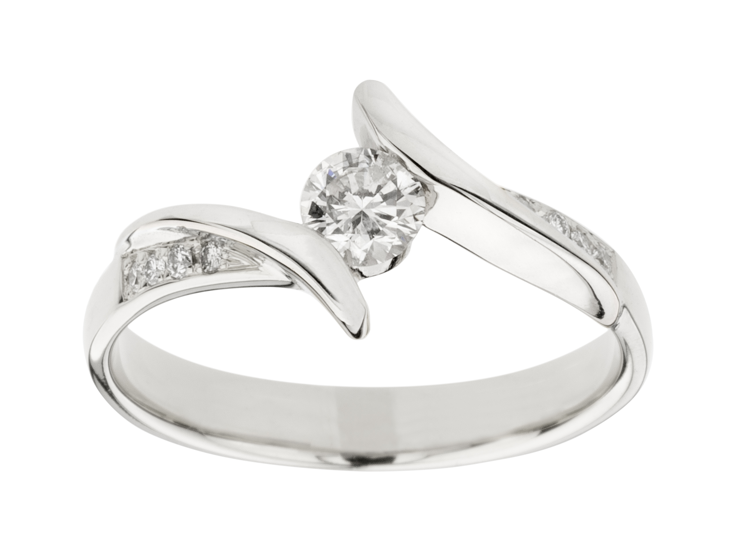 585 BIELY ZLATÝ PRSTEN s BRILIANTMI 0,29ct