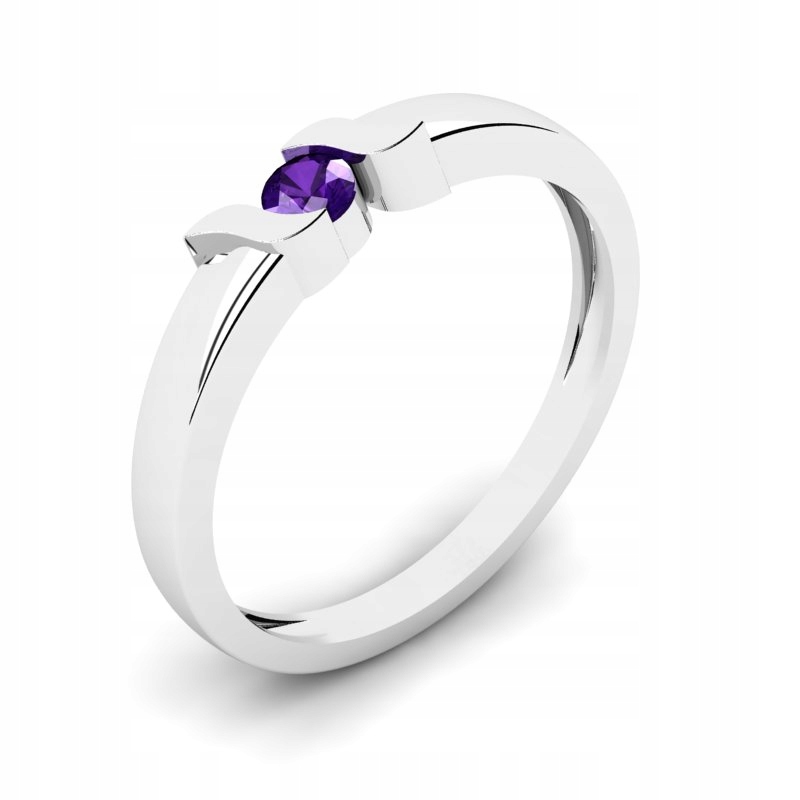 BIELY ZLATÝ PRSTEN PRÍRODNÝ AMETYST 0,11 ct