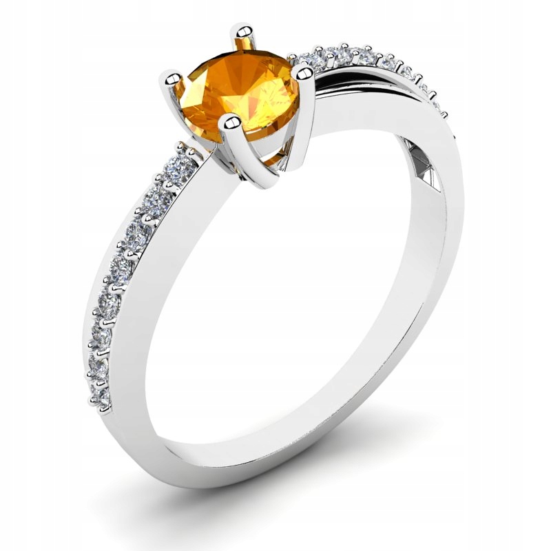 Biely citrónový zlatý prsteň s diamantmi 0,66Ct