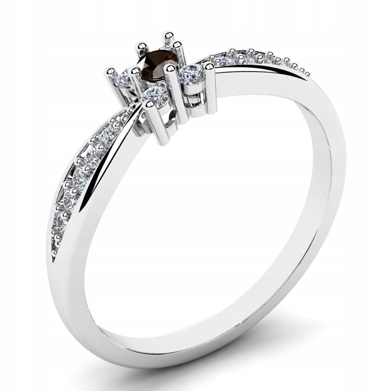 Biely krúžok zlatý kremeň s diamantmi 0,22ct