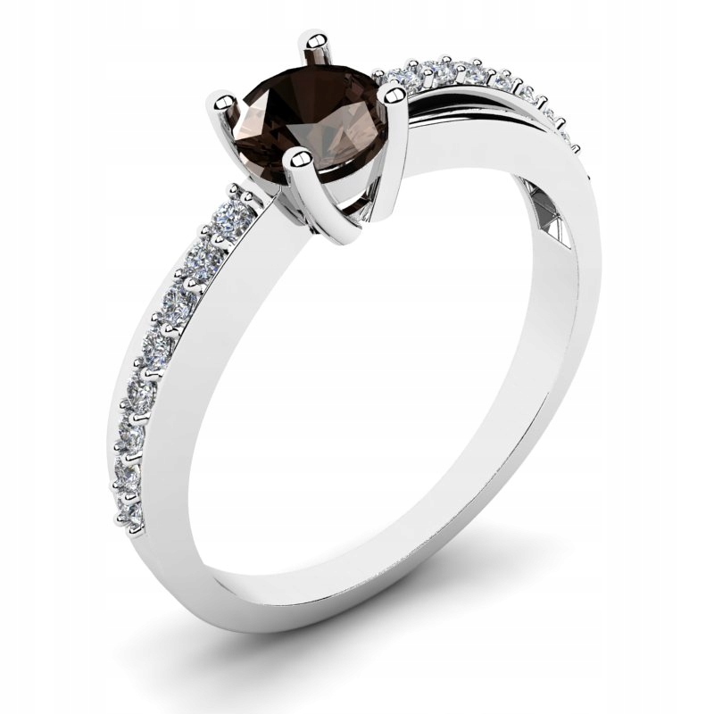 Biely krúžok zlatý kremeň s diamantmi 0,66ct