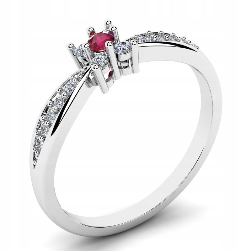 Ruby z bieleho zlata s diamantmi 0,22ct