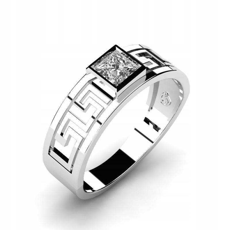 Biely prsteň Gold Wide Greek Model 14KR