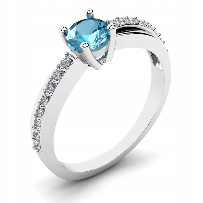 Biely prsteň zlato topaz a diamanty 0,66ct