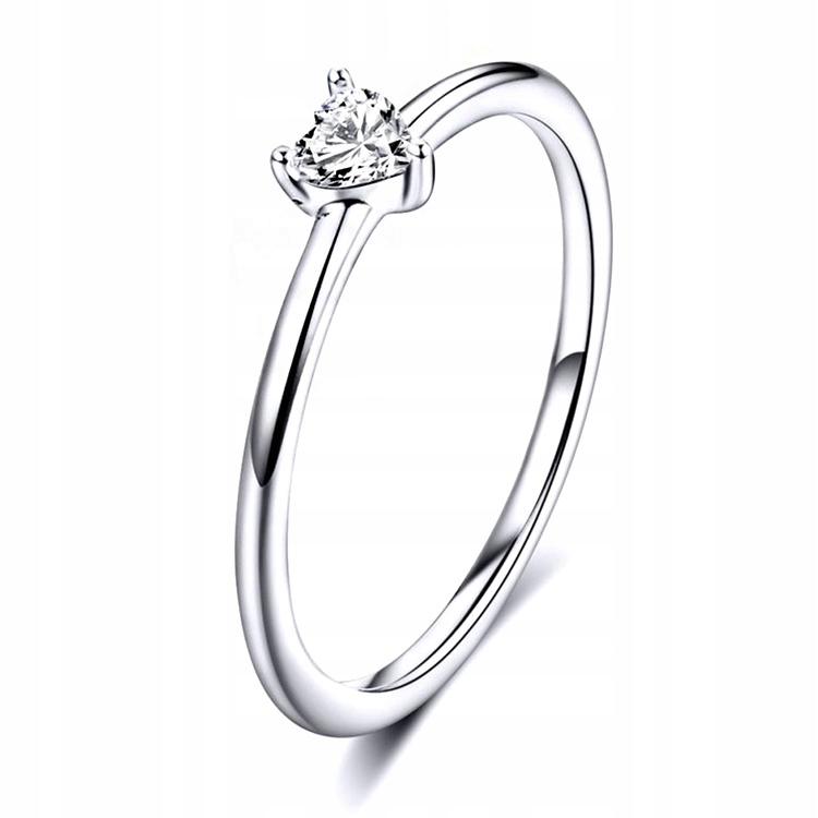 ZIRCONIA RING ENGAGEMENT SRDCE STRIEBRO 925 R54