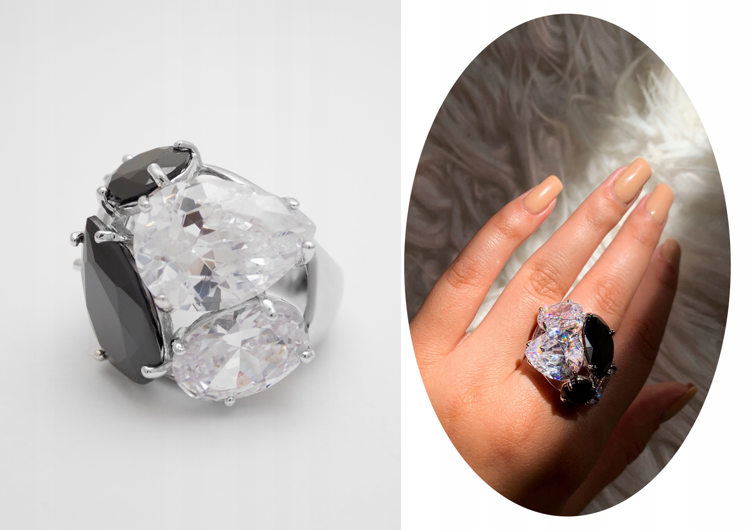 RING BIG RICH SILVER BLACK RICH