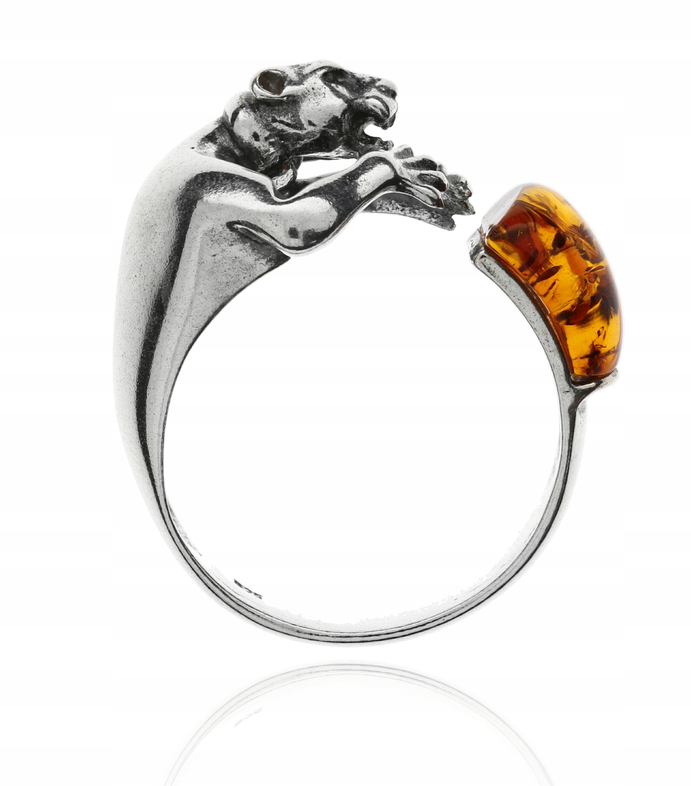 PANTHER RING AMBER STERLING STRIEBORNÝ DARČEK ZADARMO