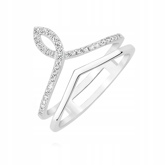 DOUBLE ZIRCONIA RING strieborný 925