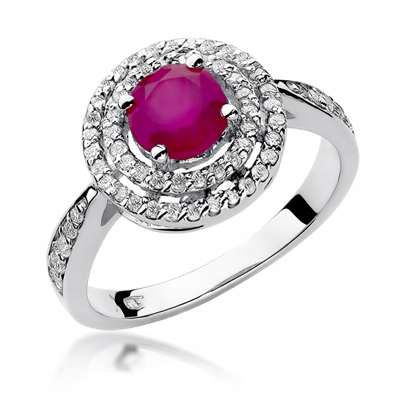 RUBIN RING BRILLIANTS BIELE ZLATO 585 gravírované