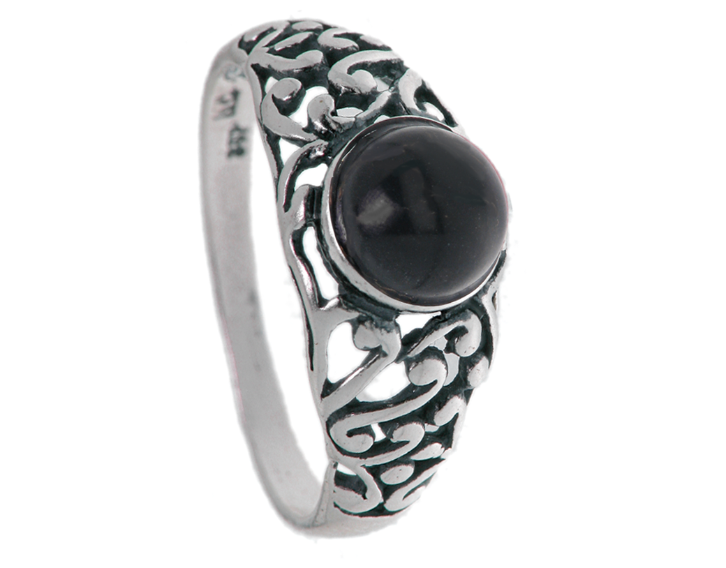 STRIEBORNÝ PRSTEŇ ONYX STONE, 925 14