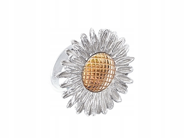 SUNFLOWER SILVER SATIN RING 925