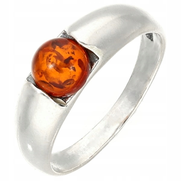 SILVER RING jantárový koňak Sygnecik 16