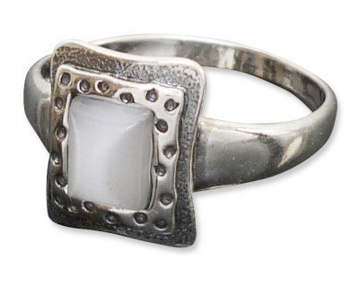 SILVER RING retro s mačacím okom Bodky 18