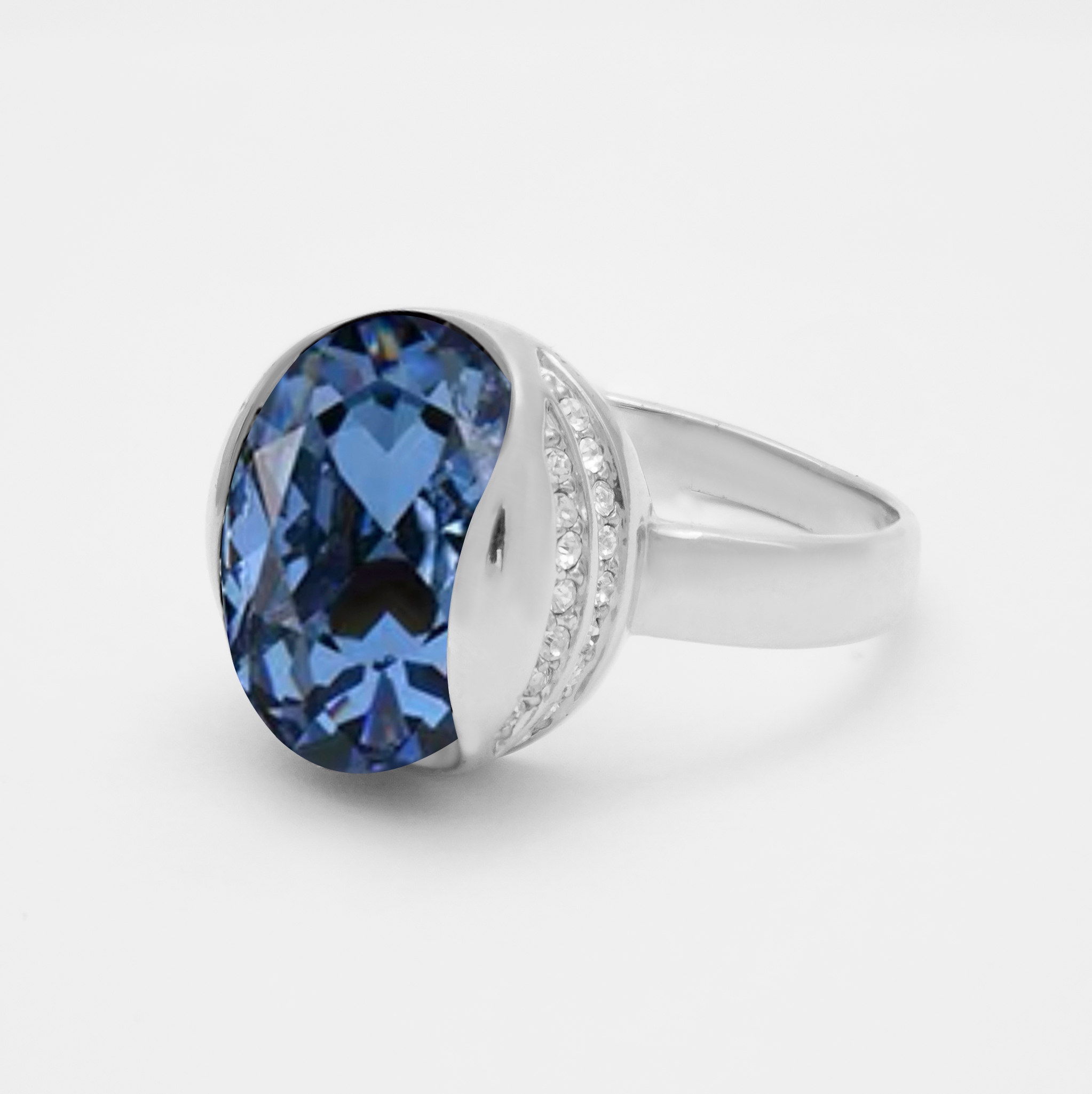 SWAROVSKI RING NAVY BLUE SILVER VEĽKÝ