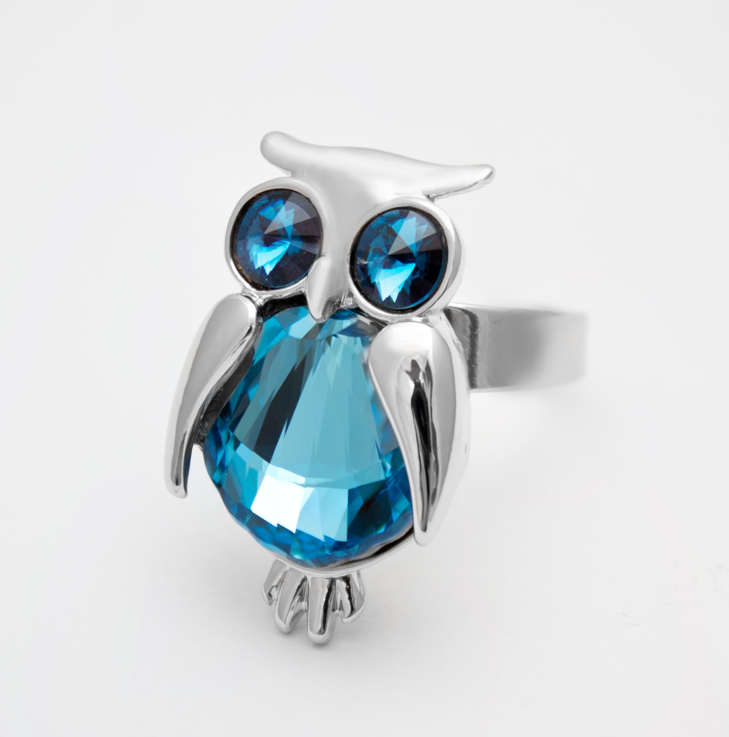 PRSTEN SWAROVSKI MODRÁ SOVA VEĽKÁ SOVA
