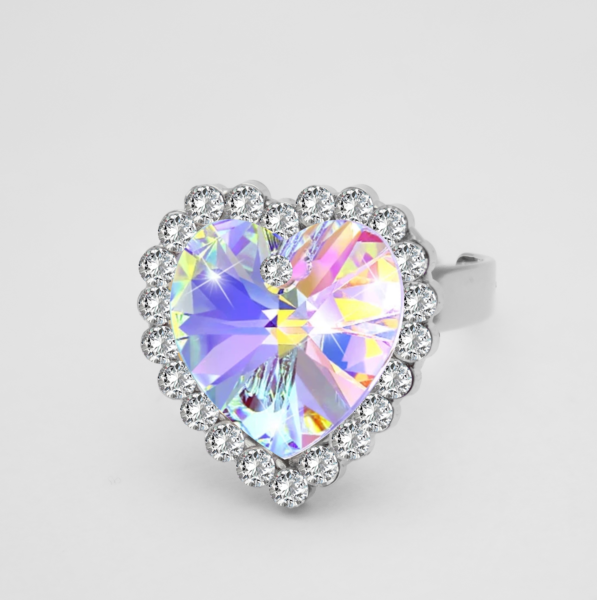SWAROVSKI RING HEART HEART dúhové
