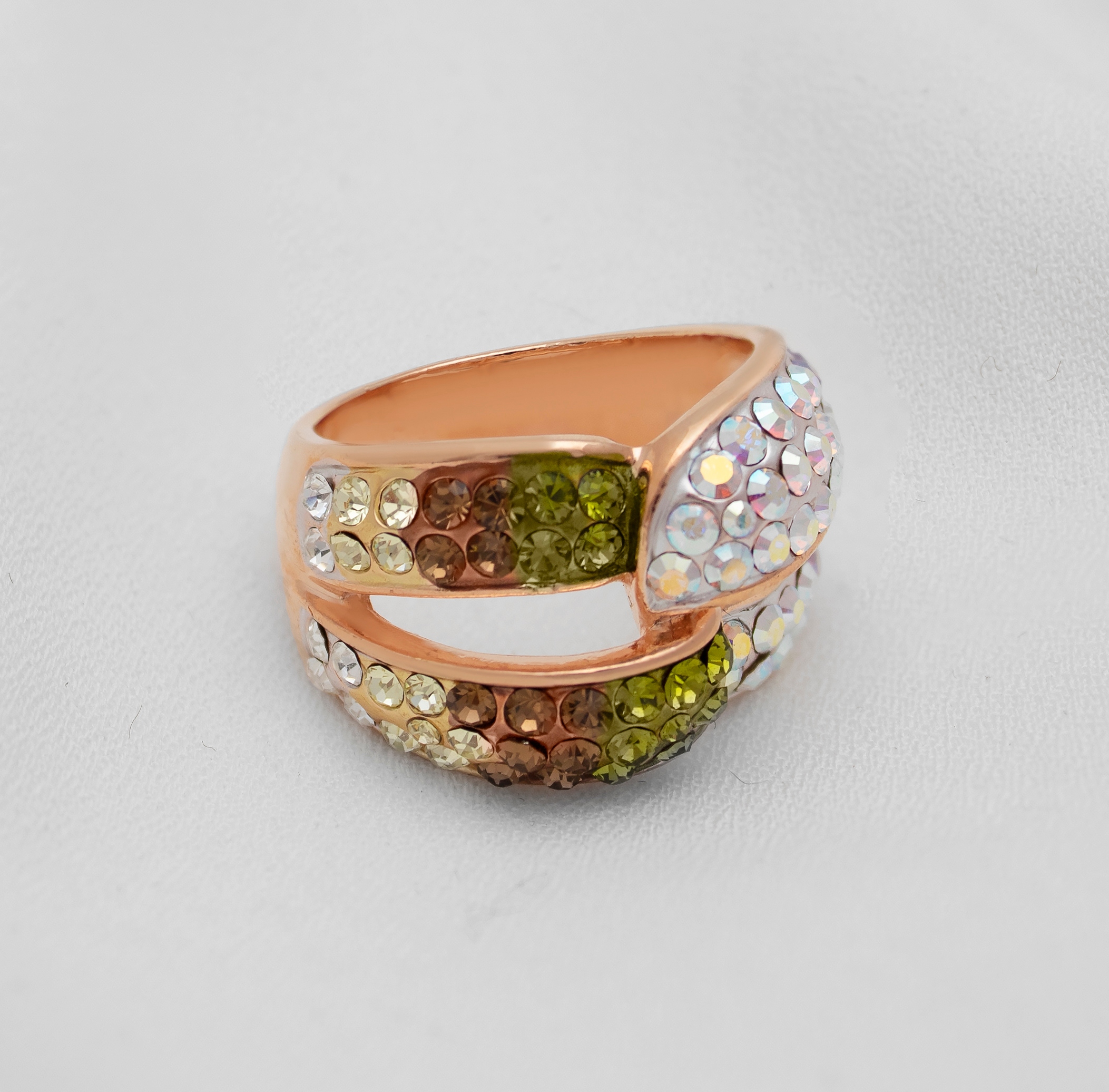 SWAROVSKI RING ZELENÝ IRIDES GOLD