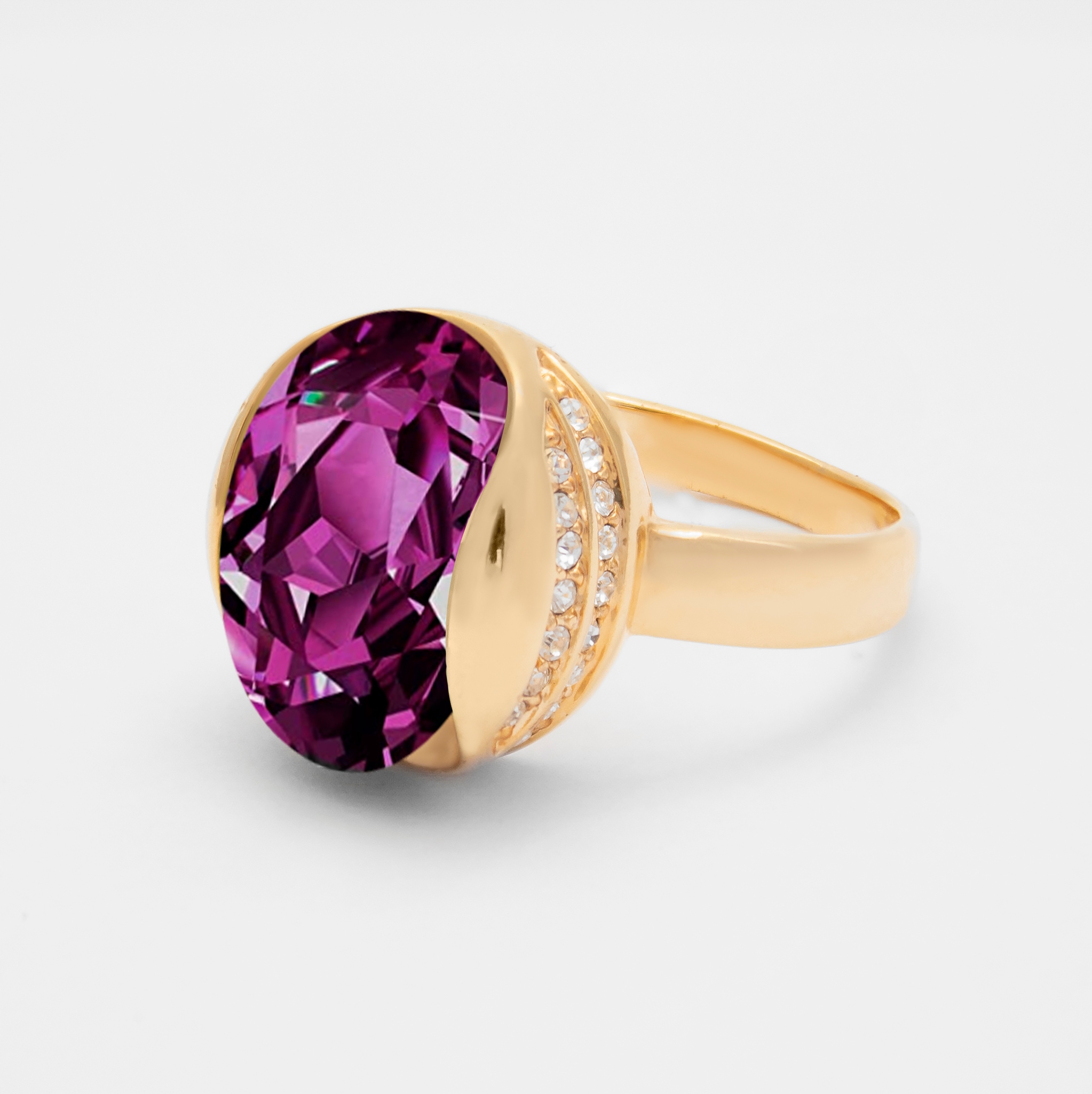 SWAROVSKI RING ZLATÝ VIOLET RUŽOVÝ VEĽKÝ