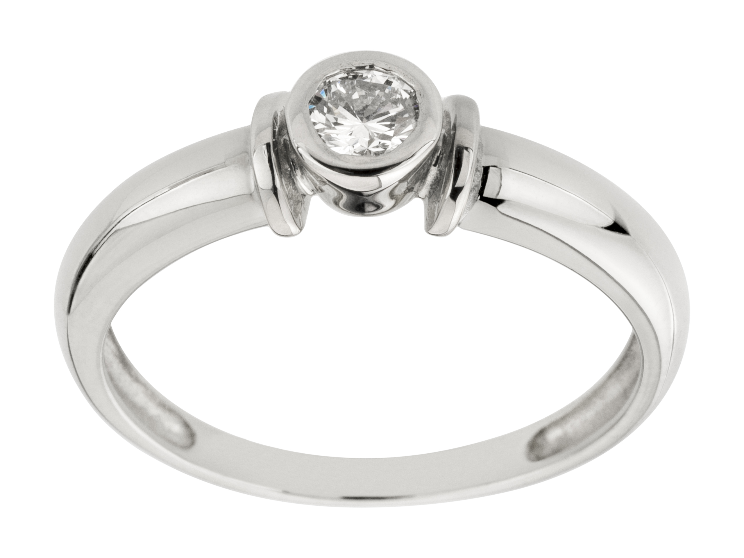 585 BIELY ZLATÝ PRSTEN s BRILLIANT 0,19 ct