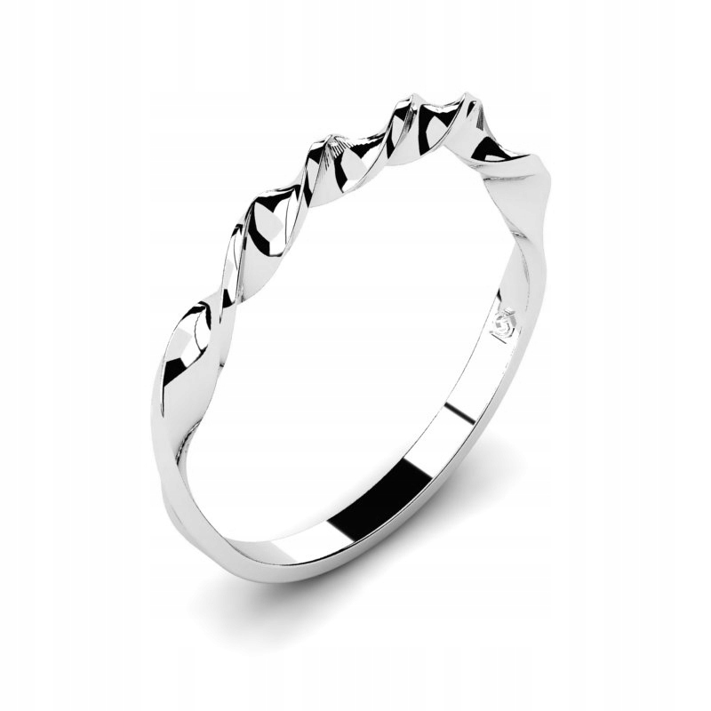 GLOSSY WHITE GOLD RING TWISTED
