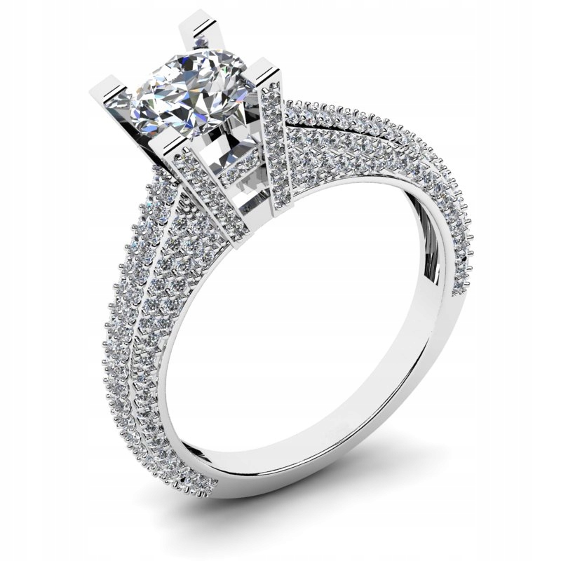 GLOSSY ENGAGEMENT WHITE GOLD RING
