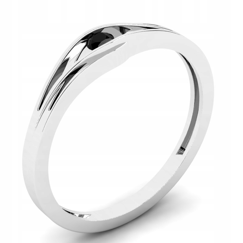 BIELY ZLATÝ PRSTEN ČIERNY BRILLIANT 0,06CT